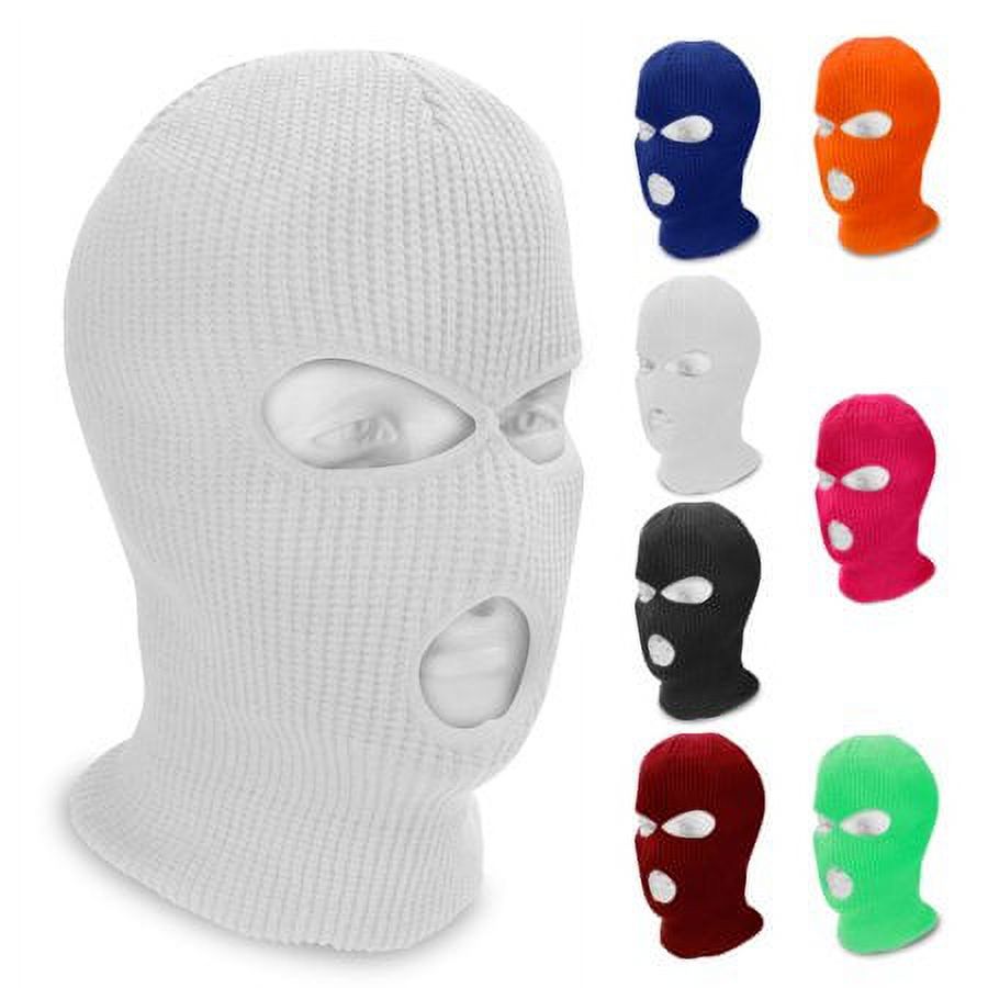 Sinhoon 3-Hole Full Face Cover Ski Balaclava Mask Knitted Hat for Men Women, White